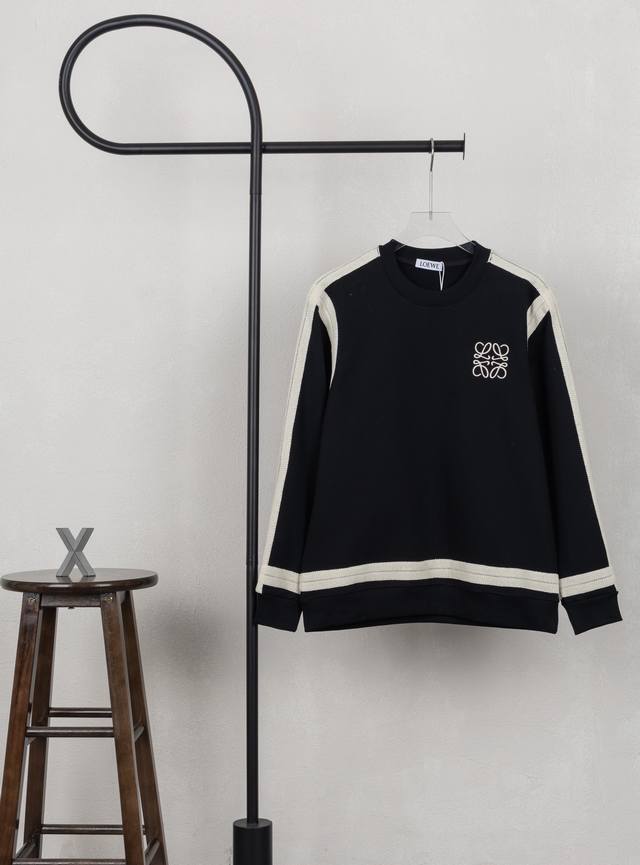 Style No. Xb39 Loewe lace ribbon chest small logo embroidery round neck sweatshi