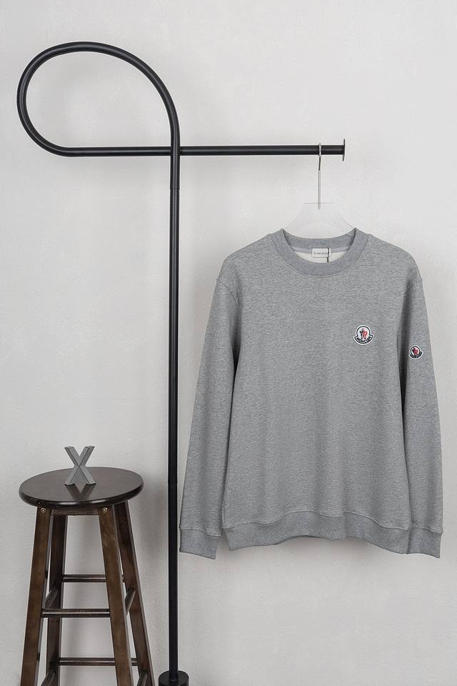 Style No. Xb27 Moncler round neck sweatshirt with small chest logo in black, whi