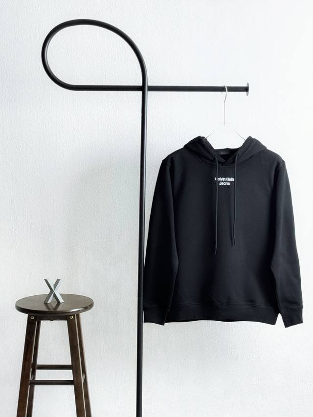 Model No. Xb54 Ck collar letter embroidery hooded drawstring sweatshirt black an