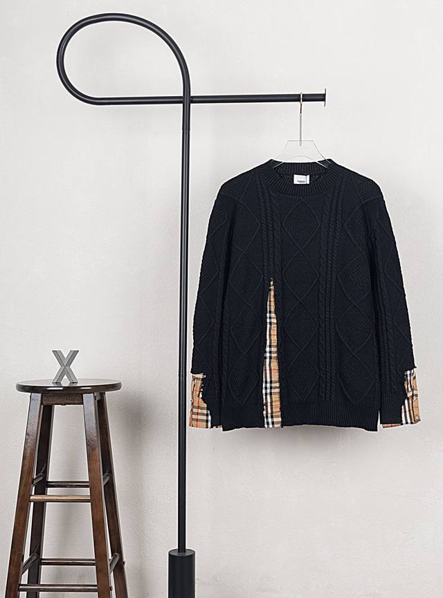 Style No. Xb0111 Burberry patchwork ripped knitted sweater Same style for men an