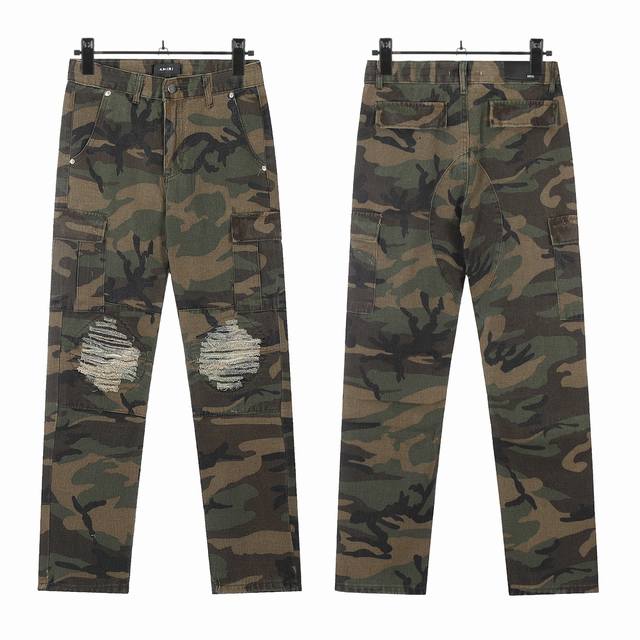 W23 Amiri classic camouflage washed skinny jeans Slim fit skinny jeans Washed je