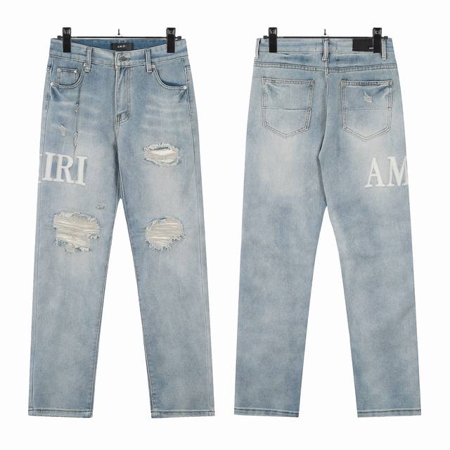 W13 Amiri classic patch letter embroidery washed skinny jeans Slim fit skinny je