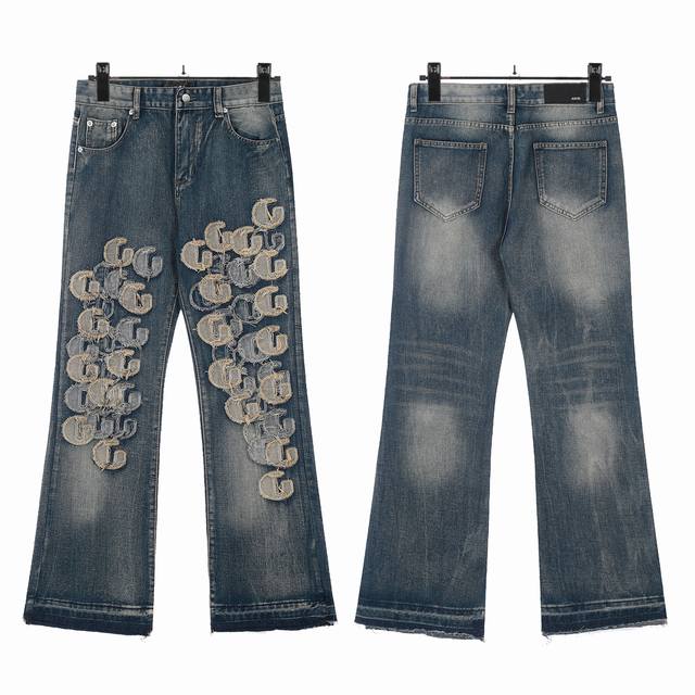 W05 Amiri all over G patch embroidered washed skinny jeans Slim fit skinny jeans