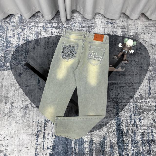 Evisu dirty distressed denim trousers Evisu Fushen jeans couple models are speci
