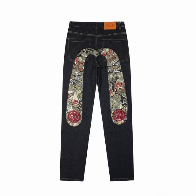 Evisu Fushen top version heavy craft embroidered golden dragon jacquard versatil