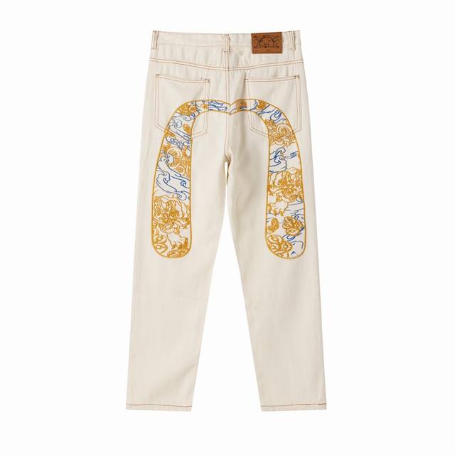 Top version color: apricot size 28-34 Evisu Fushen unisex embroidered denim trou