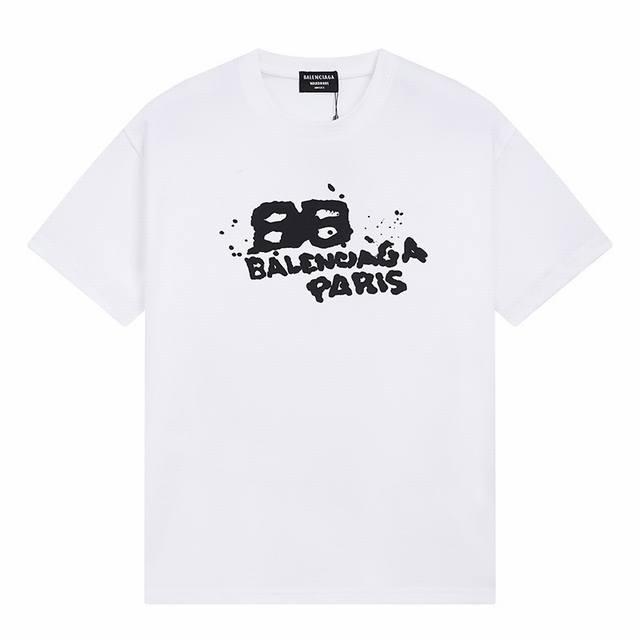 Balenciaga's new graffiti print short-sleeves The loose version uses 260g combed