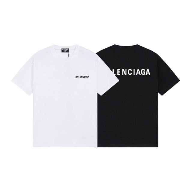 Dbb342# 2025 Balenciaga metallic tape logo printed short sleeves The loose versi