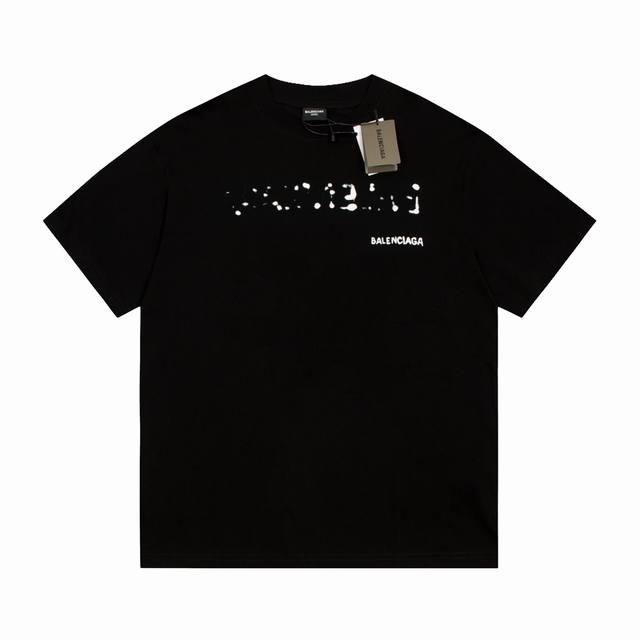 Dbb528# Balenciaga blurred shadow print short sleeves Loose version uses 260g co