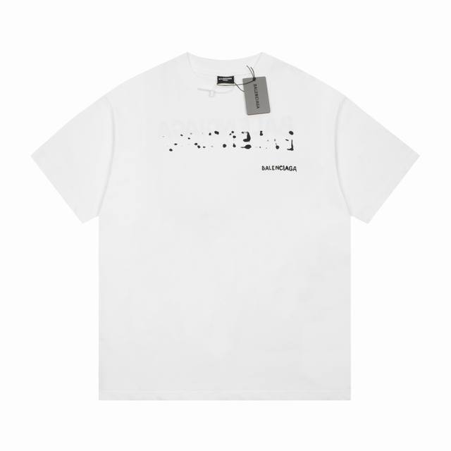 Dbb528# Balenciaga blurred shadow print short sleeves Loose version uses 260g co