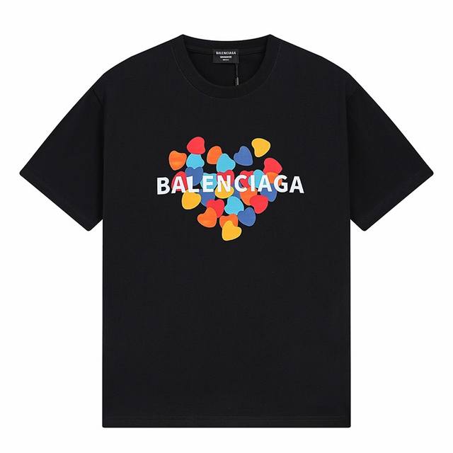 Dbb511# Balenciaga love print short sleeves Loose version uses 260g combed cotto