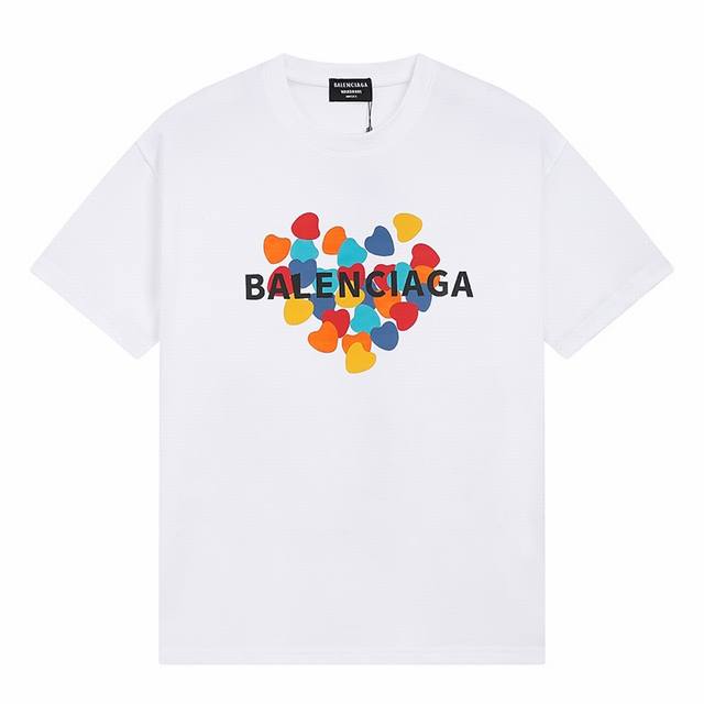 Dbb511# Balenciaga love print short sleeves Loose version uses 260g combed cotto