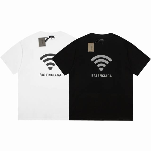 Dbb311# Balenciaga's new love signal printed short-sleeves The loose version use
