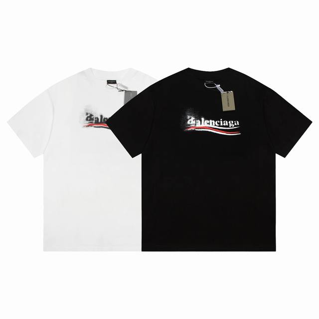 Dbb575# Balenciaga Coke letter print short sleeves Loose version uses 260g combe