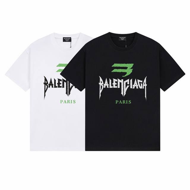 Dbb567# Balenciaga letter print short sleeves Loose version uses 260g combed cot