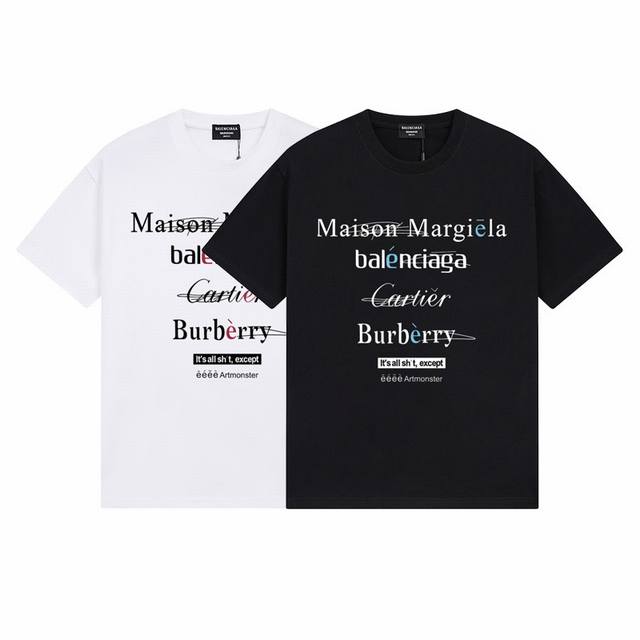 Dbb559# Balenciaga letter print short sleeves Loose version uses 260g combed cot