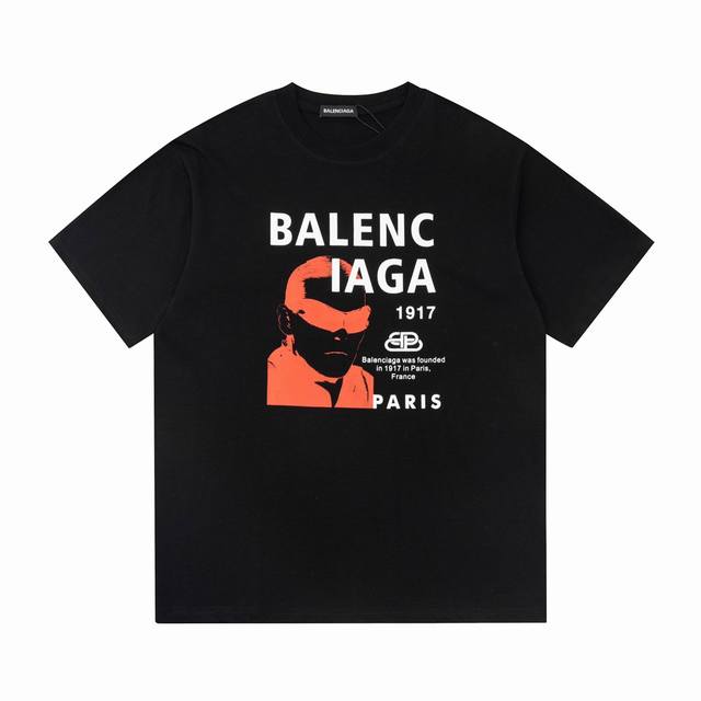 Dbb553# Balenciaga 1917 character print short sleeves Loose version uses 260g co