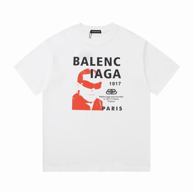 Dbb553# Balenciaga 1917 character print short sleeves Loose version uses 260g co