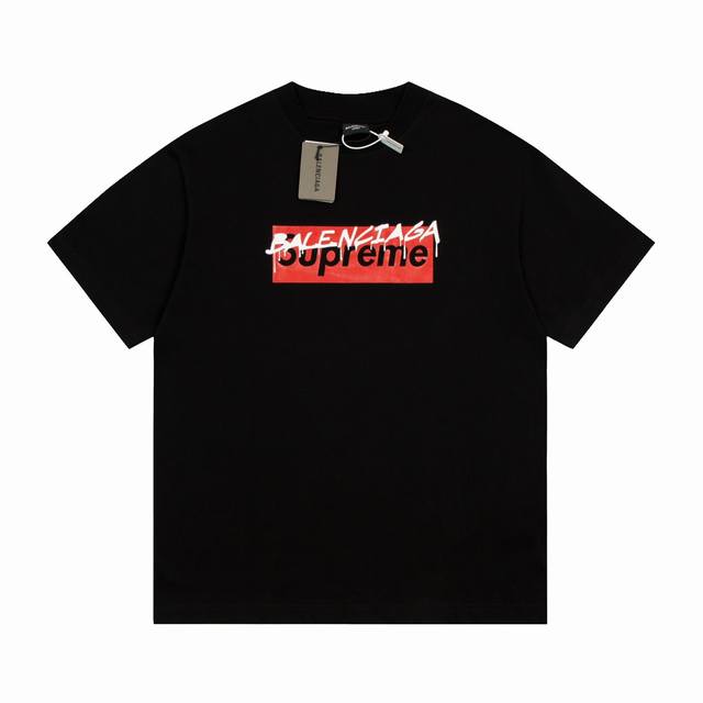 Dbb551# Balenciaga co-branded Supreme printed short-sleeves The loose version us