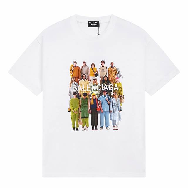 Dbb549# Balenciaga character print short sleeves Loose version uses 260g combed