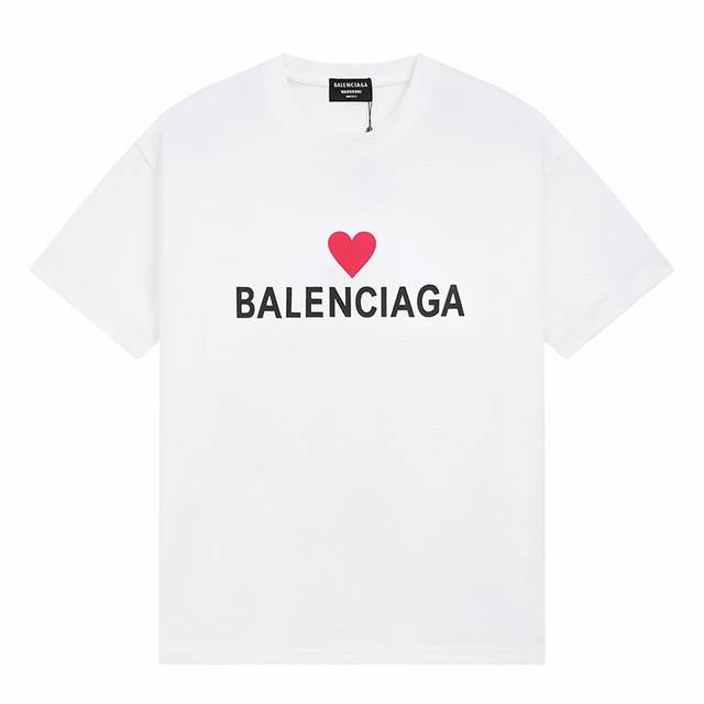 Dbb548# Balenciaga limited edition heart print short sleeves Loose version uses