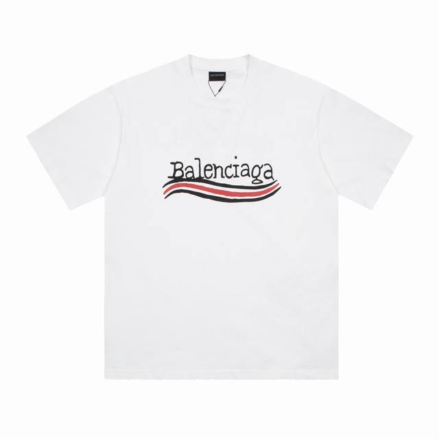 Dbb546# Balenciaga graffiti letter print short sleeves Loose version uses 260g c