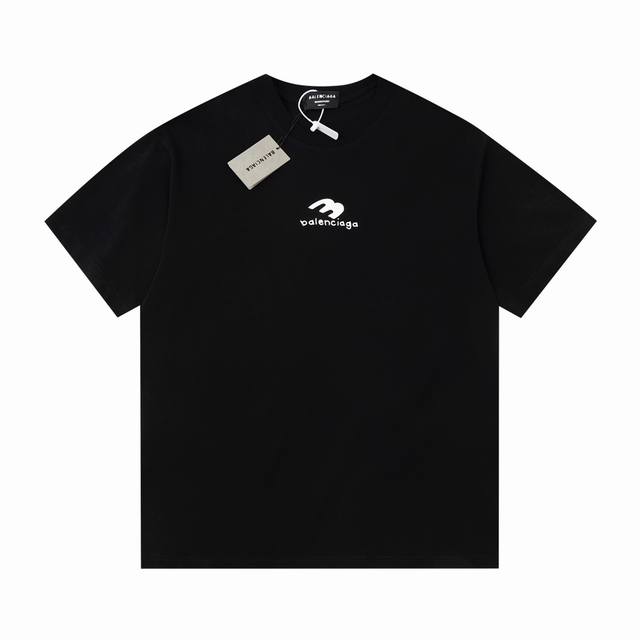 Dbb540# Balenciaga short-sleeved shirt with small logo print Loose version uses