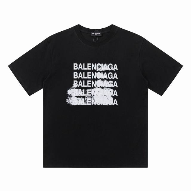 Dbb536# Balenciaga short-sleeved shirt with blurred graffiti prints The loose ve