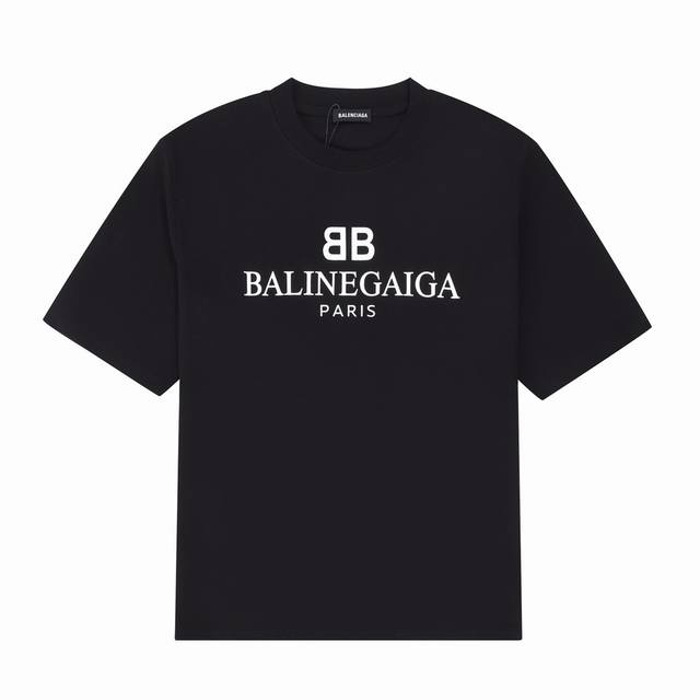 Dbb535# Balenciaga short-sleeved shirt with double B letter print Loose version