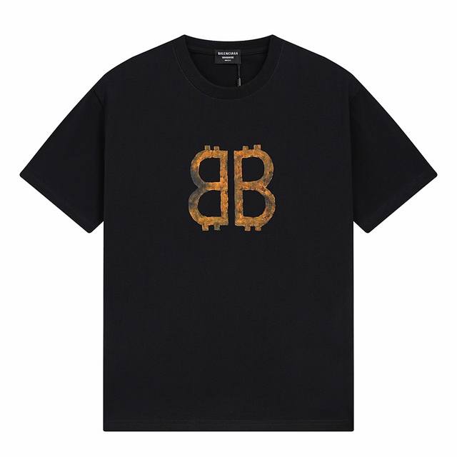Balenciaga double B graffiti print short-sleeve The loose version uses 32-spindl