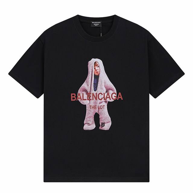 Balenciaga children's printed short-sleeved T-shirt Loose version uses 260g comb