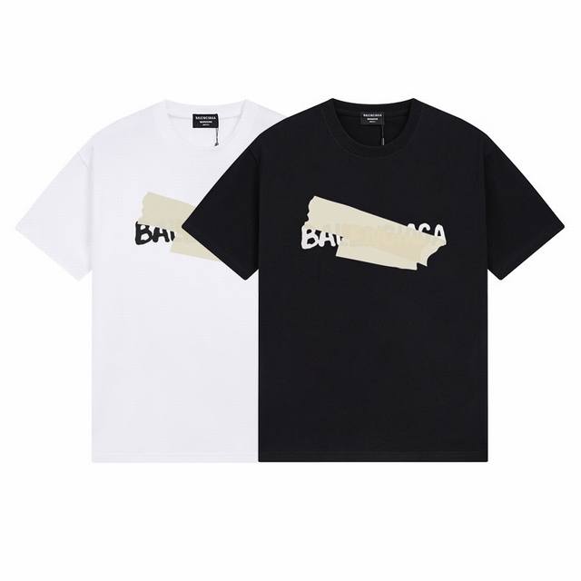 Balenciaga five-tape printed short-sleeves The loose version uses 260g combed co