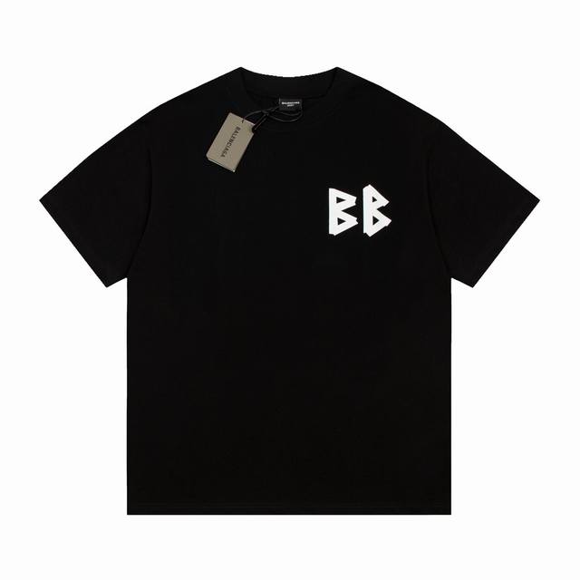 Balenciaga 23Ss double B printed round neck short-sleeved T-shirt The fabric is