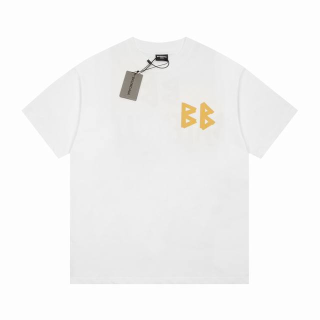 Balenciaga double B printed short-sleeves Loose version uses 260g combed cotton