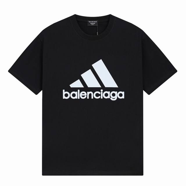 Balenciaga co-branded Adidas printed short-sleeves The loose version uses 260g c