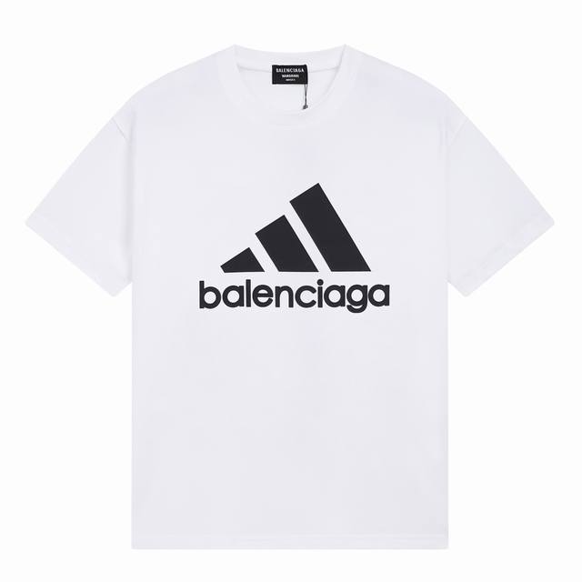 Balenciaga co-branded Adidas printed short-sleeves The loose version uses 260g c