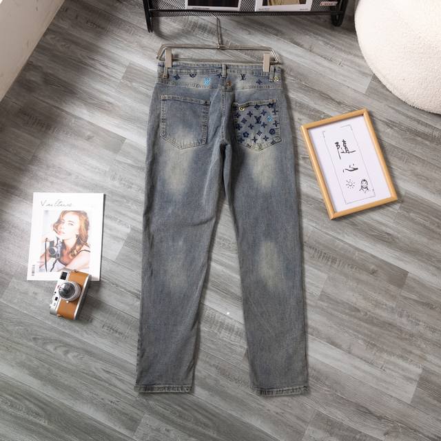 Jeans Louisvuitton 2025Ss Early Spring New Donkey Embroidery Series Casual Jeans