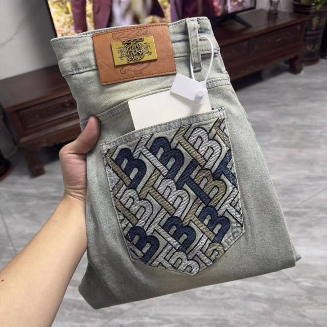 Bbr Burberry printed letter jeans retro style, the combination of time and fashi