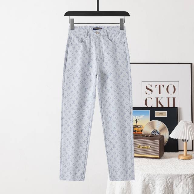 Louis Vuitton LV monogram hot-selling series washed full-print jeans Unisex styl