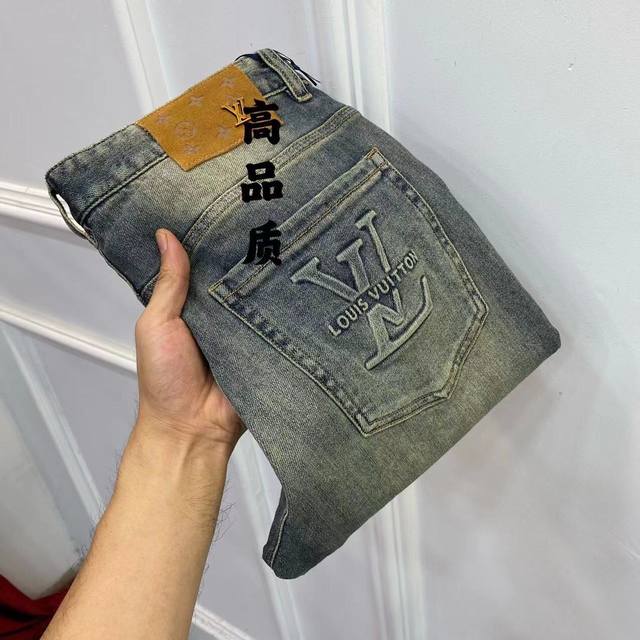 Louis Vuitton 23Ss early autumn new fashion washed cotton blend jeans are made o