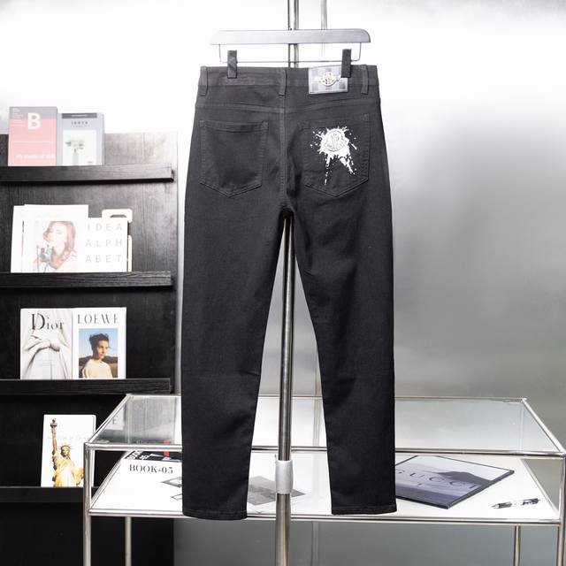 Moncler jeans slim fit fabric with elasticity, standard for foreign trade, genui