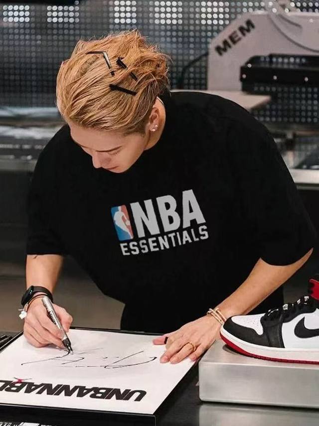 Fog-562# Fear Of God Essentials X Nba Joint Fw24 Essentials Nba Tee Rubber Print