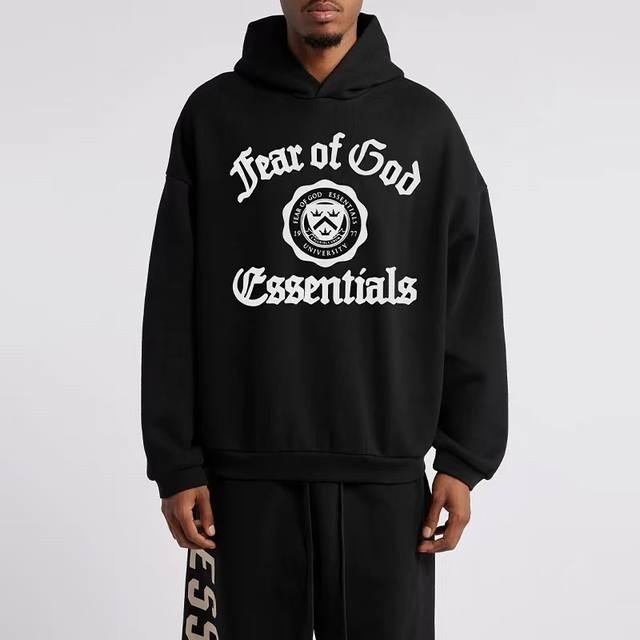 Fog-8832# Fear Of God Fog 24Ss new letter badge print loose casual hooded pullov