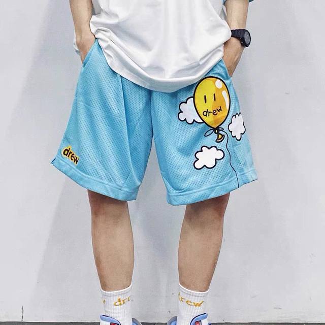Drew-601# Justin Bieber trendy brand men and women beach mesh print shorts S-Xl