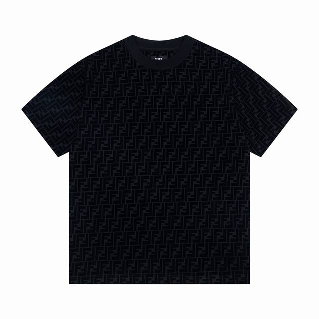 New arrival: Style: B208 Fendi classic new flocked full-printed Logo round neck