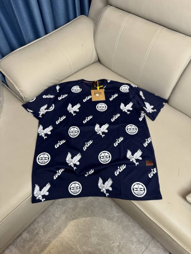 Style: B16 2025 Spring/Summer New Ev Fushen Men's Eagle Full Heart Print T-shirt