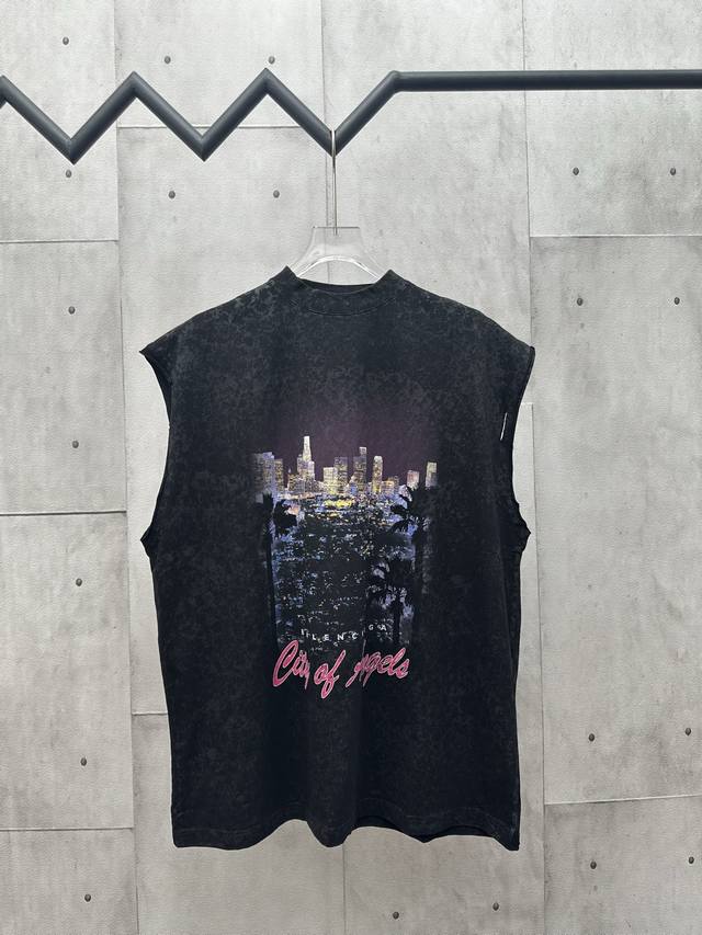 Blcg 25 Los Angeles night view vest tee Real imported Brother machine! The city