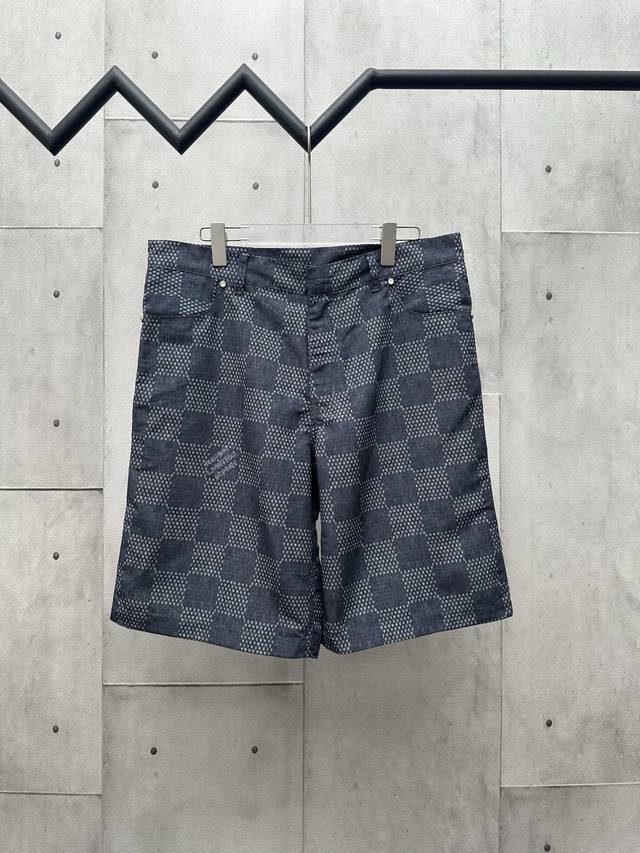 Lv 2025 Fw New Fall/Winter Cotton straight-leg casual shorts Damier jacquard all