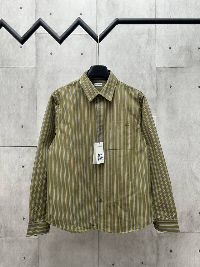 Burberry 2025Fw Early Fall New Style Knitted striped long sleeve lapel shirt Hig