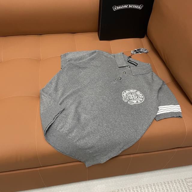 High version Ch Chrome Hearts 2025 new pure cotton knitted Polo shirt T-shirt fo